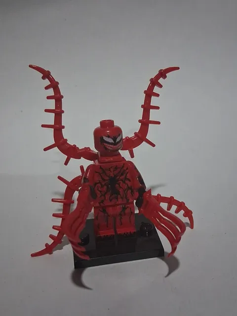 Spiderman Red Venom Spider With Black Stand Custom Minifigure Lego New Rare