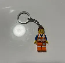 LEGO Emmet Minifigure Keychain The LEGO Movie Construction Worker Orange Vest