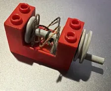 Genuine LEGO Hand Crank Winch Assembly w/ String Gray Red Crane Tow Truck VTG