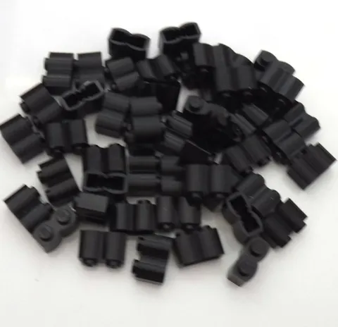 Lego Brick 1 x 2 with Log Profile, Black, Part# 30136 New, Quantity 50