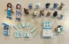 LEGO Friends Vet 1 Minifigure & Dogs / Cats Animal Lot With Accessories