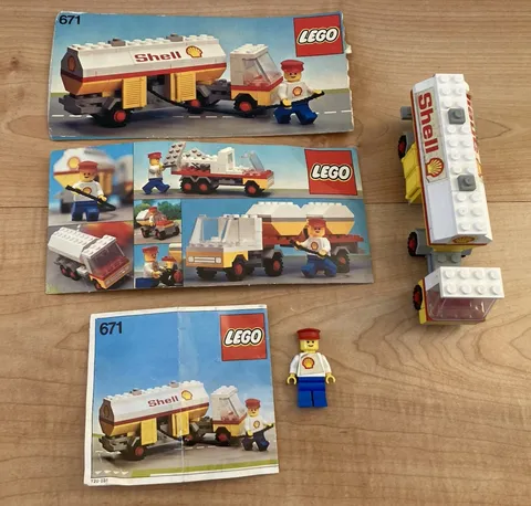 Vintage Lego 671 Shell Fuel Pumper Complete, Instructions, All Stickers, Box by