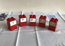 5 X Vintage Lego Duplo Red White Cream Drawers Drawers Replacement Loose Toy
