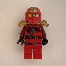 LEGO Red Ninja Minifigure with Gold Shoulder Armor & Gold Sword Accessory