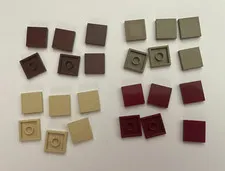 LEGO 2x2 MULTICOLOR FLAT TILES (24 pieces) #3068 TAN BROWN DARK TAN DARK RED