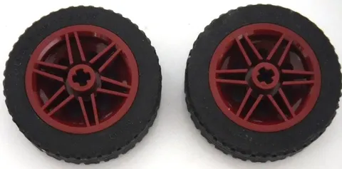 Lego Tire 30699 43.2x14 Solid, Wheel Dark Red 56904 x2, New