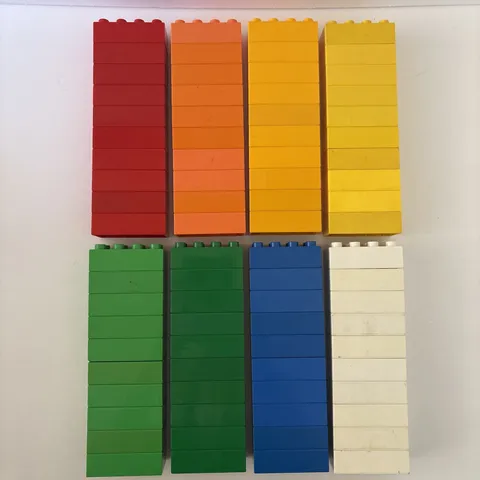 Large Lot 80 Lego Duplo 2 x 4 Bricks Blocks Red Orange Yellow Green Blue White