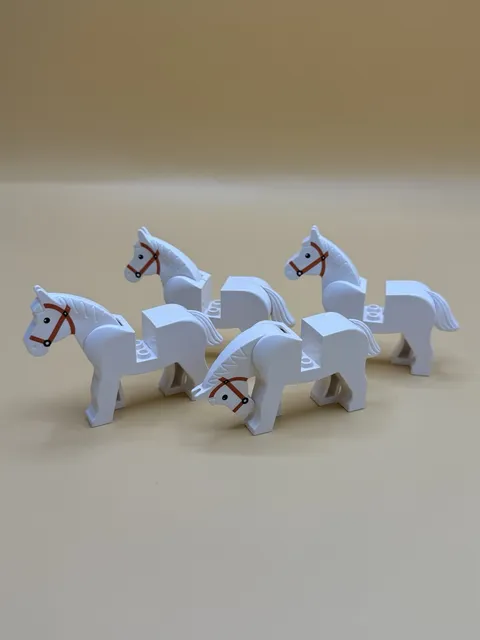 USED LEGO LOT 4x White Horse Minifigure Part - White Horse 4493c01pb04