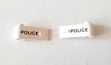 Vintage Lego White 1x3 Doors Police Printed Pair - Vehicle Car 3821 3822 Stud