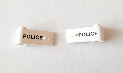 Vintage Lego White 1x3 Doors Police Printed Pair - Vehicle Car 3821 3822 Stud