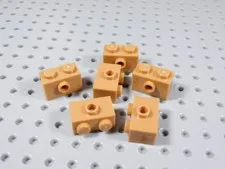 LEGO Lot of 6 Medium Nougat 1x2 Bricks w/ Side Stud BA
