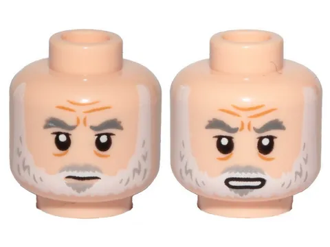 LEGO Light Nougat Minifigure, Head Dual Sided Dark Bluish Gray Bushy Eyebrows, B