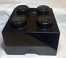 Lego Storage Brick Black 4Knobs Stackable Toy Storage 9.75x9.75x5.75 Inches
