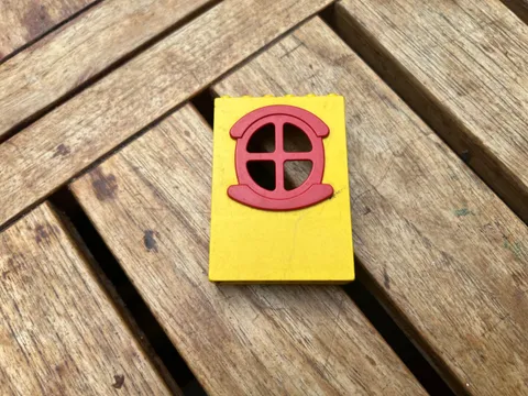 LEGO Yellow Fabuland Building Wall 2x6x7 Round Red Window x635c01 Set 3678 3668