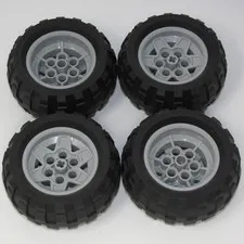 Lego 68.7x34 R Technic Wheel Mindstorms Stone Gray Rims Wheels Set 4 Tires 9445