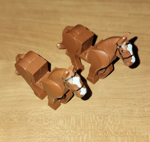 LEGO  Castle Brown Horse Animal Figure Lot of 2, Printed Plastic Pieces