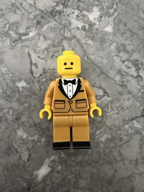 Citizen Brick CB Gold Tuxedo Misprint 42 Custom LEGO Minifigure In Hand