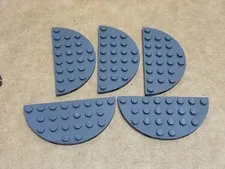 LEGO Parts - Dark Bluish Gray Plate, Round Half 4 x 8 - No 22888 - QTY 5