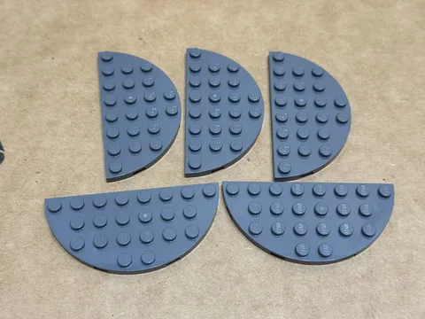 LEGO Parts - Dark Bluish Gray Plate, Round Half 4 x 8 - No 22888 - QTY 5