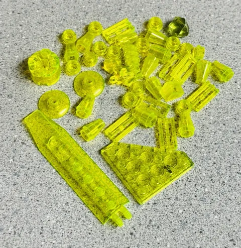 LEGO Bulk Lot Translucent Neon Yellow 44 Round Slope Variety Building Bricks