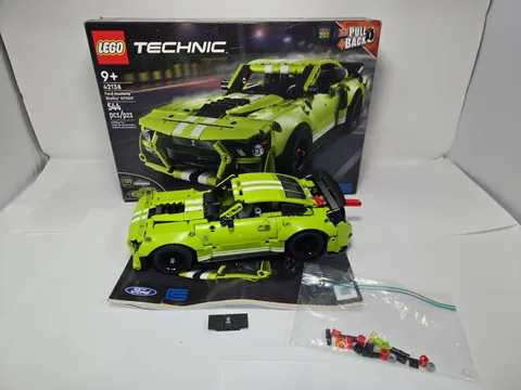 Lego Technic 42138 Ford Cobra Mustang Neon Green Race Muscle Car Pull Back READ*