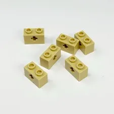 32064 LEGO Parts Technic Brick 1x2 w/ Axle Hole TAN (6)