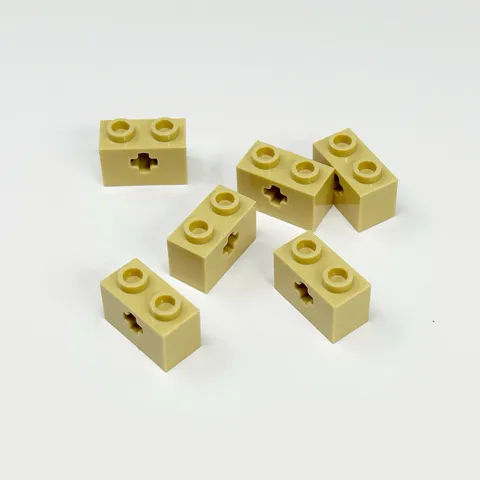 32064 LEGO Parts Technic Brick 1x2 w/ Axle Hole TAN (6)