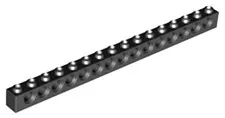Lego Black TECHNIC Brick 1 x 16 with Holes Part 3703 T1