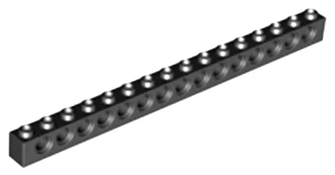 Lego Black TECHNIC Brick 1 x 16 with Holes Part 3703 T1