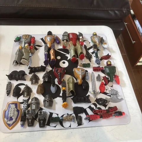 Lego Knights' Kingdom Figure Lot Of Multiple Parts, Weapons, Limbs, Etc