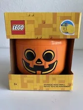 Lego Storage Head Container Pumpkin Halloween Jack O Lantern Orange SMALL NEW