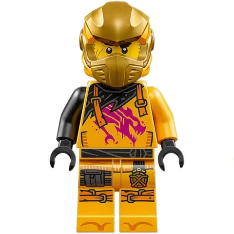 new LEGO NINJAGO Dragons Rising Minifig- Arin, shirt printed with Magenta Dragon