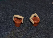 2 ~ Brown Water Bucket w/ Dark Tan Handle ~ ( Minifigure Accessories ~ New Lego