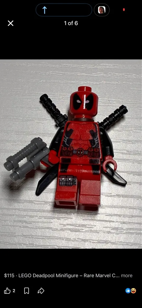 LEGO Marvel Deadpool Minifigure w/ Weapons Accessories 2 Swords & Gun