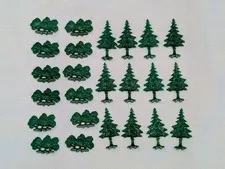 EUC Vintage 1960s LEGO System Flat Pine Trees & Bushes (Lot of 24 Pieces)