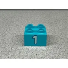 Lego Duplo NUMBER #1 Blue Counting Train Replacement 2 x 2 x 1 Block Building