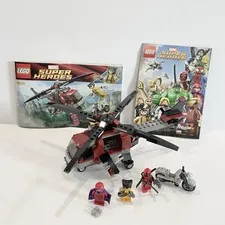 LEGO Marvel 6866 Wolverine Chopper Showdown 100% COMPLETE Deadpool Magneto