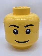 LEGO Yellow Stackable Storage Head Toy Organizer Bin Smiling Face Large Plastic
