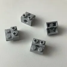 LEGO 4x NEW Technic Brick 1x2 Modified w/ Hole & Plate LIGHT BLUISH GREY #73109