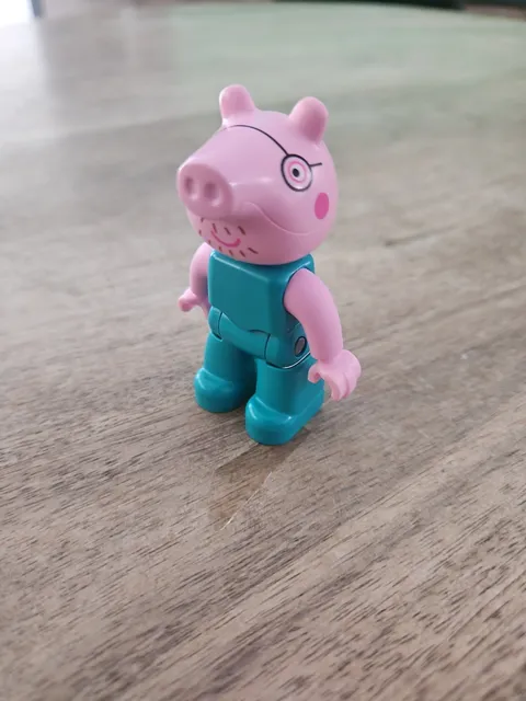 Lego Duplo Figure Daddy Pig - (Peppa Pig - 10431) pink w/ aqua outfit FREE SHIP