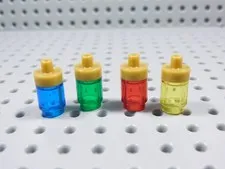 LEGO Lot of 4 Bottles w/ Lid Accessory Minifig Trans Red Yellow Blue Green BT