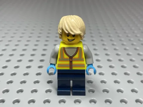 LEGO Minifigure Male Neon Yellow Safety Vest Stripes Torso: 973pb4658c01