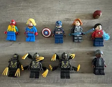 LEGO Marvel Minifigure Lot (9) Spider-Man Captain America Black Widow