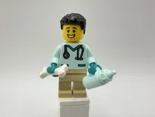 LEGO CITY Part cty1533 - Veterinarian, male w/ black hair, bottle, bone - MINT