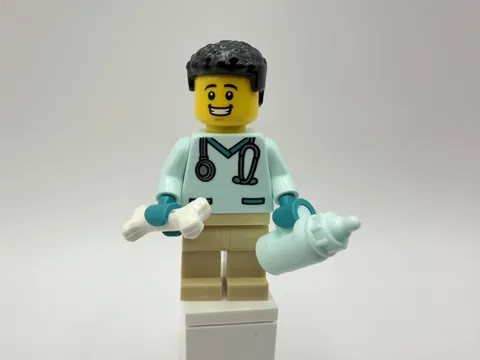 LEGO CITY Part cty1533 - Veterinarian, male w/ black hair, bottle, bone - MINT