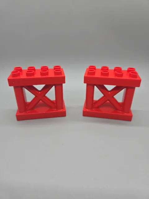 Lego Duplo Red Bridge Support Girder Beam Lot Of 2 65156