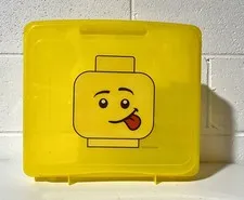 Lego Toy Storage Project Case Box 2013 By IRIS Yellow Tongue Out Fig Face USA