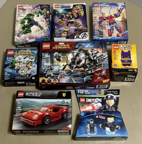 LEGO Lot of 9 Brand New Sealed Sets - Marvel, DC, Speed Champions, & Dimensions