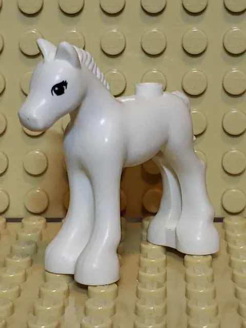 LEGO Friends White Horse Foal Pony 11241pb04 Reddish brown eyes 3 eyelash 41089