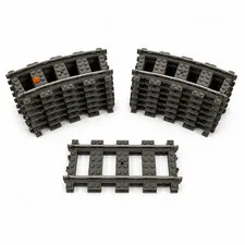 Vintage LEGO 9V Train Track Lot 15 Pc 13 Curved 2 Straight Metal Rail Track